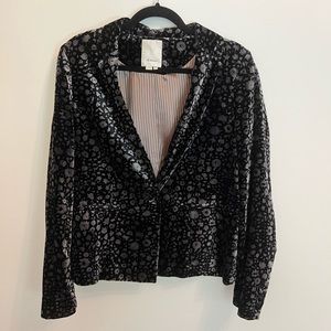 Anthropologie Elevenses Velvet Blazer